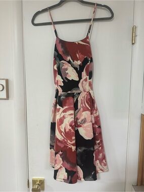 love J Black Dress with Rose and Cream Floral Print
